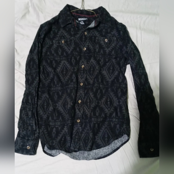 Boy's Arizona The Original Jean Co. Black Long-Sleeve Button Down Shirt Large - Picture 1 of 3